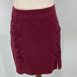 Mangopop Collection Women’s High Waisted Lace Up Bodycon Suede Skirt
